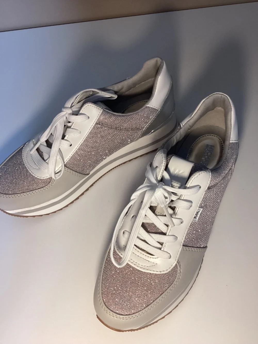 ✨ Michael Kors White & Silver Glitter Sneakers ✨